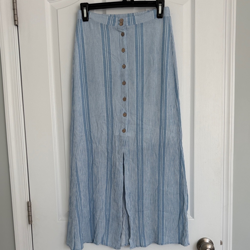 BeBop Light Blue Striped Maxi Skirt